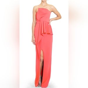 Black Halo Jonas Asymmetrical Draped Gown Neon Pink Size 4 New NWT